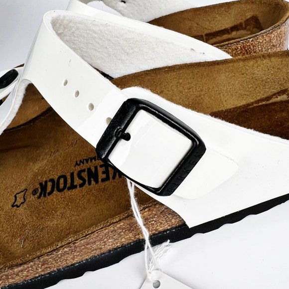 Birkenstock Womens US Size 7 EU 38 Gizeh Patent White Birko-Flor Flip Flops - Picture 5 of 11